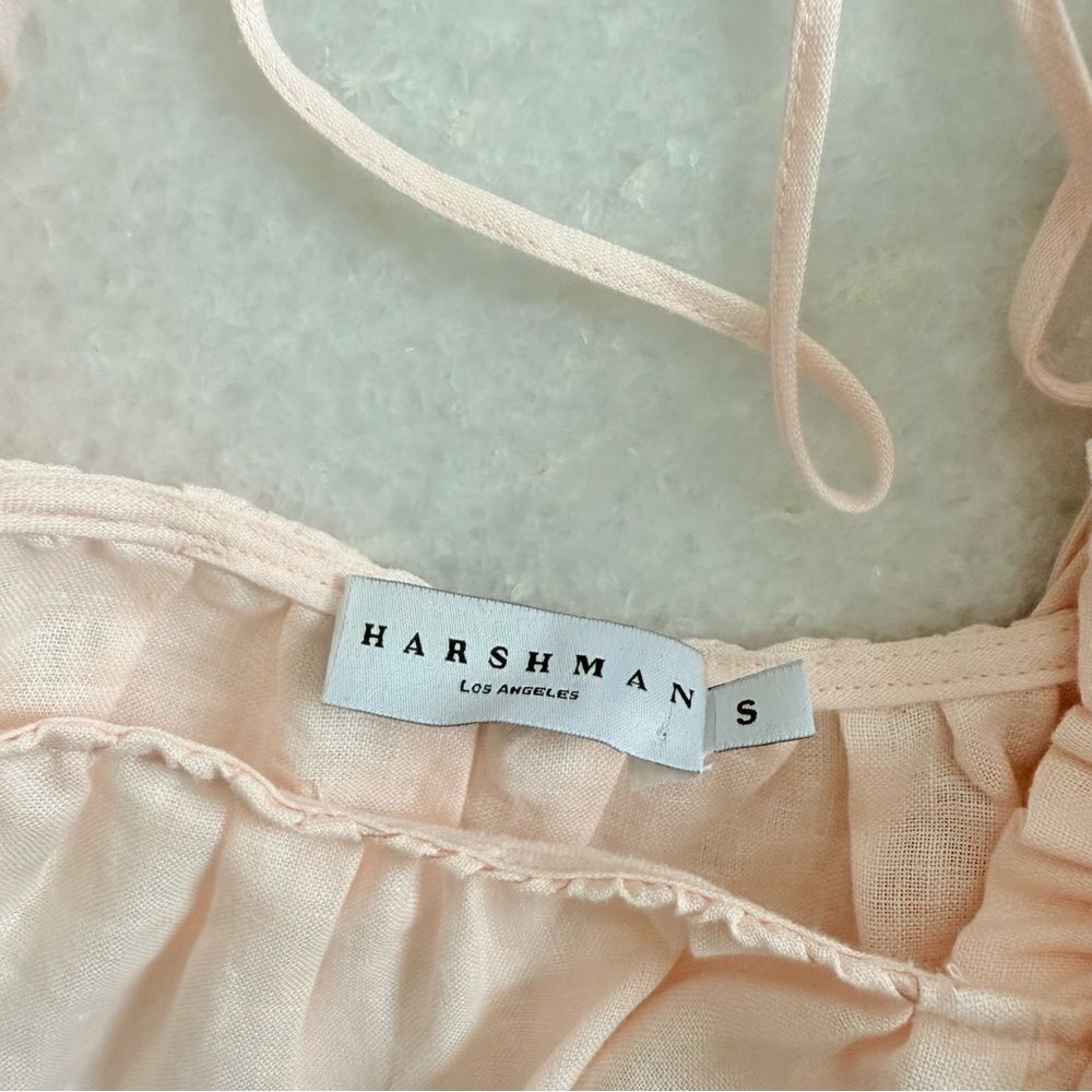 HARSHMAN Pink Puff Sleeve Linen Top | Size Small - Picture 4 of 5